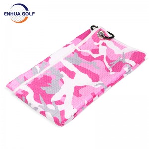 Microfiber Waffle Pattern Golf Towel with Clip Golf Towel Clubber Cleaning Tools Golf Cart Putter cleaner High Quality Full digital color printing