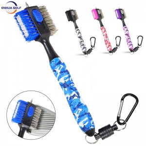 Pinakabag-o nga disenyo nga Camouflage Color Mini Golf Club Brush Magnetic clip Clubber Cleaning Tools Golf Cart Putter Brush Lightweight Stylish High Quality