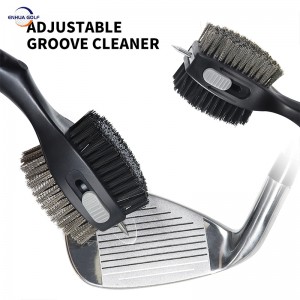 ODM/OEM Wholesale Golf Club Brush dan Cleaner Brushes Super Anti-Slip Handle Golf Club's Brush dengan Retractable Clip Pull-tab Factory Supplier