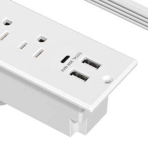 D50221-4 Recessed Power Strip /Desk Outlet W/USB Ports