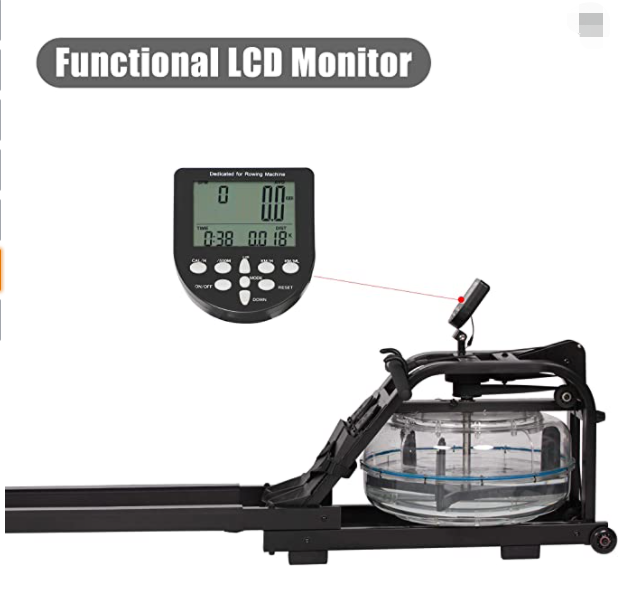 Máquina de remo remador de água para uso doméstico equipamento de exercício com monitor LCD de resistência à água