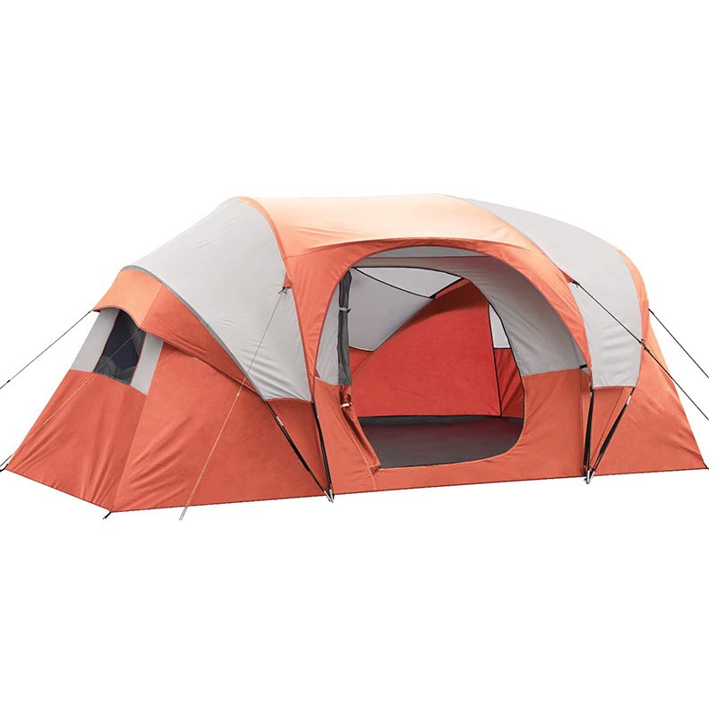 Tenda-8-Person-Camping-Tenda, Waterproof Windproof Family Tent, 5 Gedhe Mesh Windows, Double Layer, Dibagi Gorden kanggo Kamar sing Kapisah, Portable karo Carry Bag