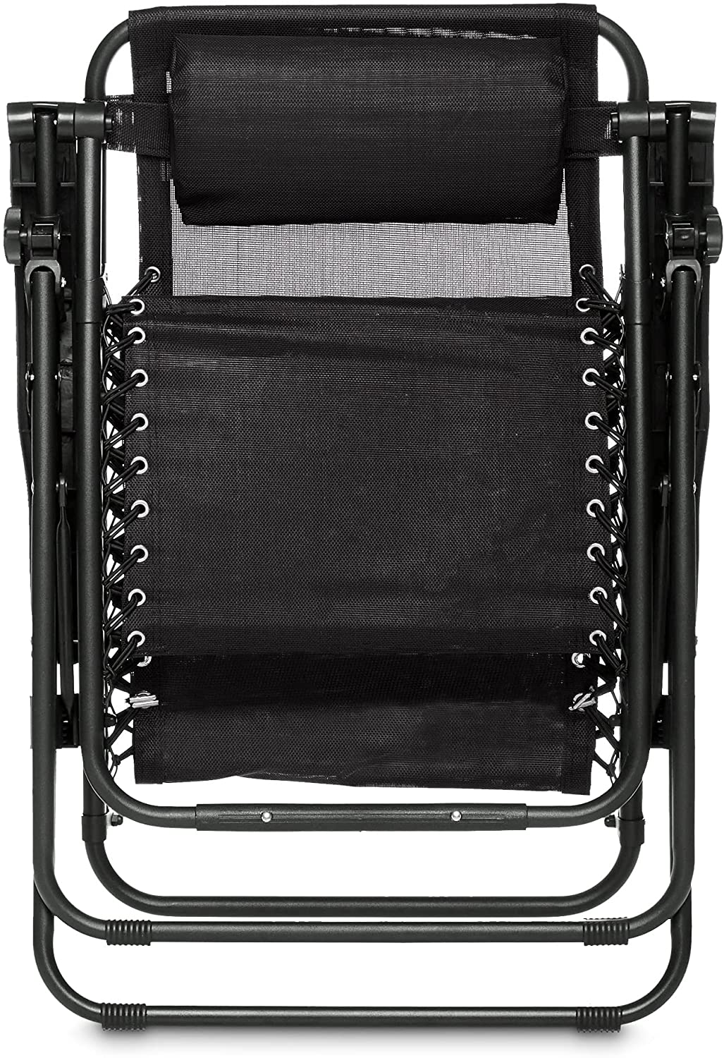Dasar Outdoor Textilene Adjustable Zero Gravity Folding Reclining Lounge Chair karo Bantal Black