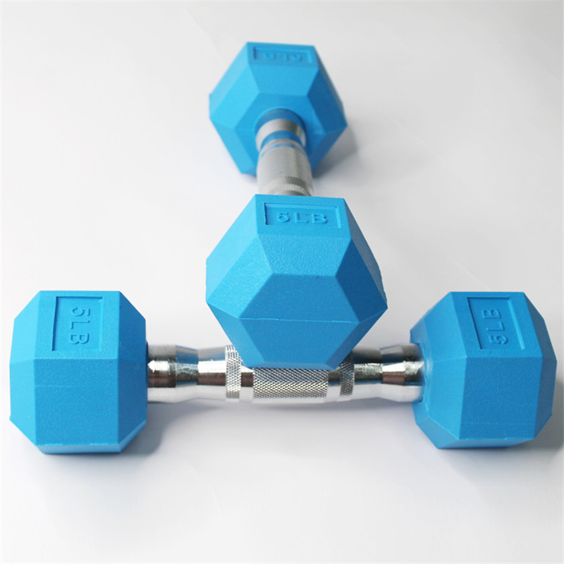 Colorful Hex rubber coated dumbbell07