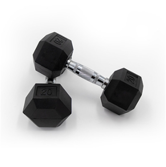 Hex rubber coated dumbbell