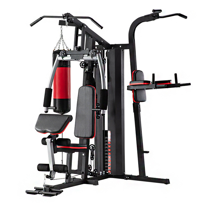 Home Gym Pull Up And Chest Fitness 3 Station Equipment Chest And Back Training Multi Function Station With Punching Bag