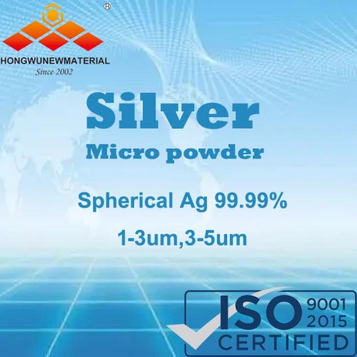 Augstas tīrības pakāpes Mirco Spherical Silver pulveris Vadošas metāla Ag daļiņas