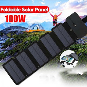 100W Foldable Solar Panel USB Solar Cells 12V Solar Charger Output Devices Waterproof Portable Mobile Power for Outdoor Phone Charging