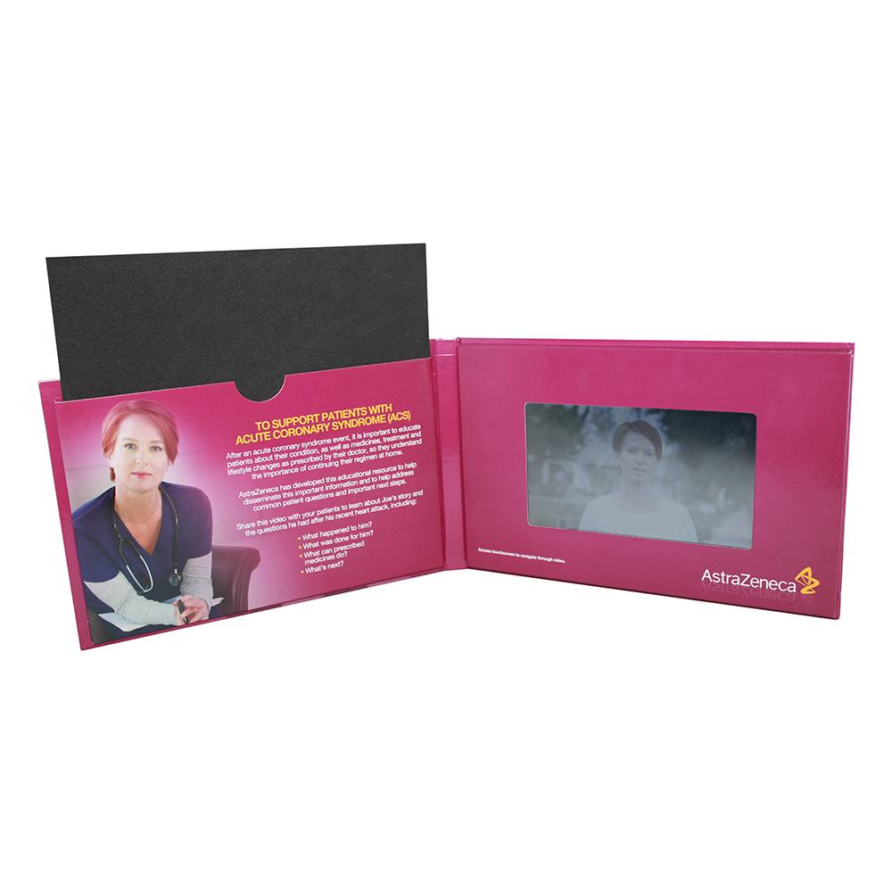 Factory wholesale Video Pamphlet - Astrazeneca 7inch portable hardcover video business brochure with business card pocket – Idealway