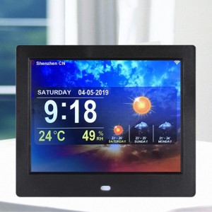 8 inch time digital day clock machine automatically acquires the temperature weather forecast