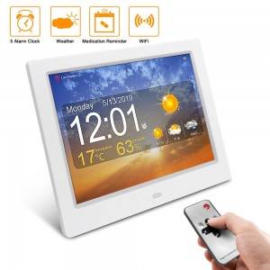 8 Inch LCD WiFi weather forecast wall mount digital calendar day clock Medication remeinder smart Alarm clock for Old dementia