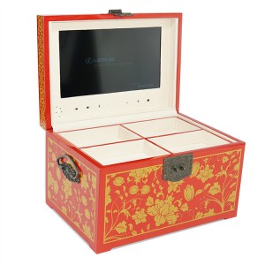 Custom Luxury Wooden Jewelry LCD Display video Brochure Presentation Box