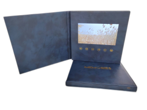 Fabriek goud stempelen lederen cover uitnodigingsmenu 4,3 5 7 inch groet LCD-map