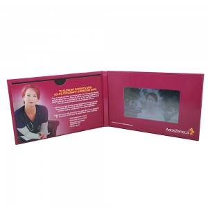 Brochure professionnelle vidéo à écran tactile Astrazeneca à couverture rigide de 7 pouces avec pochette pour cartes de visite