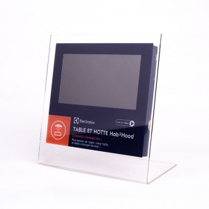 Stand di visualizzazione di brochure di brochure di video digitale in acrilico persunalizatu in fabbrica cù schermu LCD