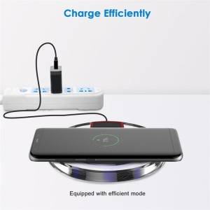 Charger gun uèir Universal Fantasy Qi le solas LED airson iPhone Samsung Mobile Phone K9 Crystal Wireless Charger