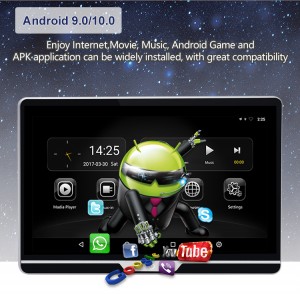 13.3 Inihi Android 9.0 Car Headrest Aroturuki HD 1080P Ataata Paa Kaupane WIFI/USB/BT/SD/FM MP5 Video Player