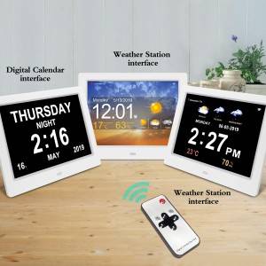 8 Inch LCD WiFi weather forecast wall mount digital calendar day clock Medication remeinder smart Alarm clock for Old dementia