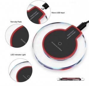 Fantasy Universal Qi Wireless Charger leh nalka LED ee iPhone Samsung Mobile Phone K9 Crystal Wireless Charger