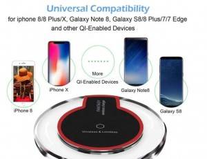 شاحن لاسلكي Universal Fantasy Qi مع ضوء LED لشاحن iPhone Samsung المحمول K9 Crystal اللاسلكي