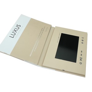 LUXUS A5 standable multipage CMYK Printing Video Booklet brosur, Rechargeable Lcd Video Mailer Pikeun Komérsial