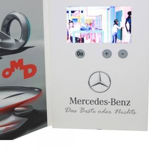 Mercedes Benz Car վիդեո բրոշյուր և քարտ, LCD էկրանի քարտ, A4 Անհատականացնել տպագրությունը մեքենայի առաջխաղացման համար