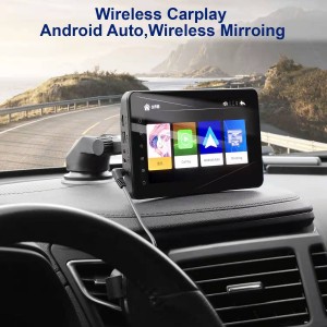 ポータブル Apple Carplay ワイヤレス 7 インチ車モニター LCD スクリーンミラーリンクマルチメディアビデオプレーヤー