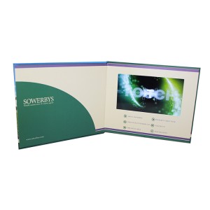 הדפסת ספר תיקיות כרטיס ברכה וידאו 7 אינץ' חוברת דיגיטלית עם כיס כרטיס ביקור