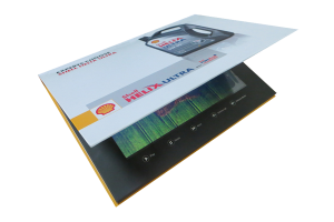 Shell Helix Ultra 10-palčni IPS LCD zaslon, pozdravni video brošura, igralna kartica, pošiljatelj za oglaševanje