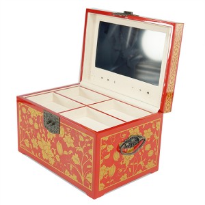 Kotak Presentasi Brosur Video Tampilan LCD Perhiasan Kayu Mewah Kustom