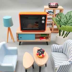 Dollhouse 1/12 Scale children’s cartoons Movie Play Miniature Retro Style TV DIY House Mini  Realistic Home Appliances Kids Toys