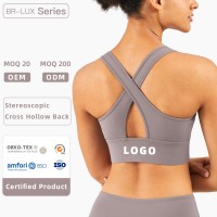 Hollow Out Cross Back Yoga Sports Bra With Mesh Strap
