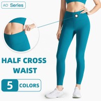 Half-Cross Waist Sports Yoga Pants Butt Lifting
