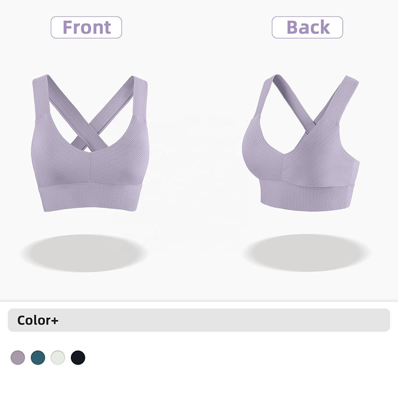 China High Impact Ribbed Cross Wide Straps Sports Bra Manufacture