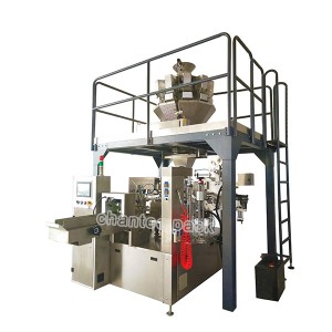 Rotary granule premade stand up pouch bag packaging machine