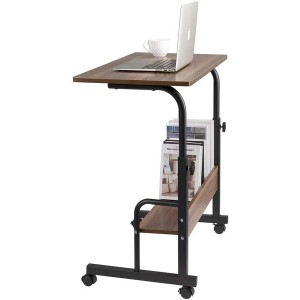 Mobile Side Table Mobile Laptop Desk Cart 23.6 Inches Tray Table Adjustable Sofa Side Bed Table Portable Desk with Wheels