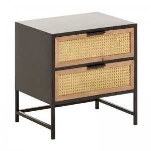 End Tables Nightstand with 2 Drawers,Industrial Square End Table for Storage, Bedside Table in Living Room