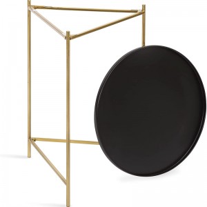 Modern Nesting Side Table, Set of 2, Black and Gold, Sophisticated Glam End Tables for Storage and Display