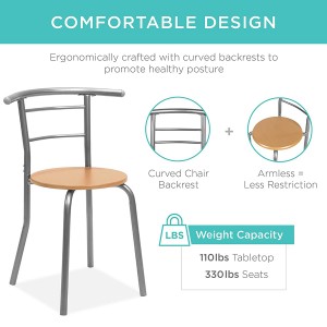 रसोई और भोजन कक्ष के लिए 3-टुकड़ा लकड़ी की गोल मेज और कुर्सी सेट