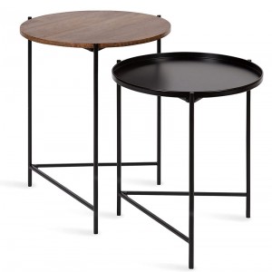 Moderni pomoćni stolić za gniježđenje, set od 2, crni i zlatni, sofisticirani glamurozni stolići za pohranu i izlaganje