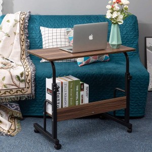 Mesa lateral móvel para laptop, carrinho de mesa com bandeja de 23,6 polegadas ajustável, sofá lateral, mesa portátil com rodas
