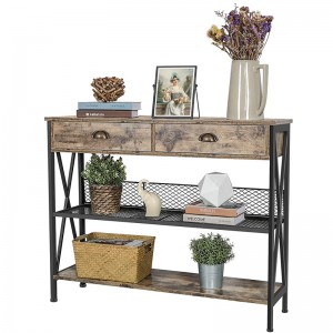 3-Tier Console Sofa Table na may mga Drawers Industrial Entry Table Entryway Table na may Storage Freestanding Vintage Side Foyer Tables Hallway Table para sa Home Living Room Corridor