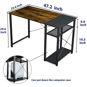 Računalni stol Stol za kućni ured od 47 inča, čvrst industrijski pisaći stol s policama za pohranu Moderan PC stol jednostavnog stila za radnu sobu u kućnom uredu