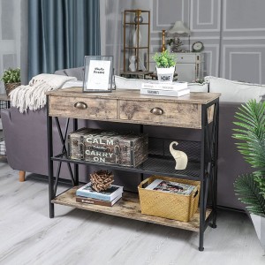 Meja Sofa Konsol 3 Tingkat dengan Laci Meja Masuk Industri Meja Masuk dengan Storan Berdiri Bebas Meja Legar Sisi Vintaj Meja Lorong untuk Koridor Ruang Tamu Rumah