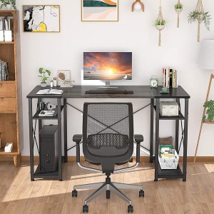 Otthoni irodai íróasztal Ipari, erős íróasztal tárolópolcokkal Modern, egyszerű stílusú PC-asztal otthoni irodai dolgozószobához Számítógépasztal