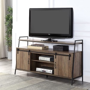 Suporte de TV moderno com 2 armários e 3 prateleiras para TV de até 55 polegadas, mesa console de TV para sala de estar