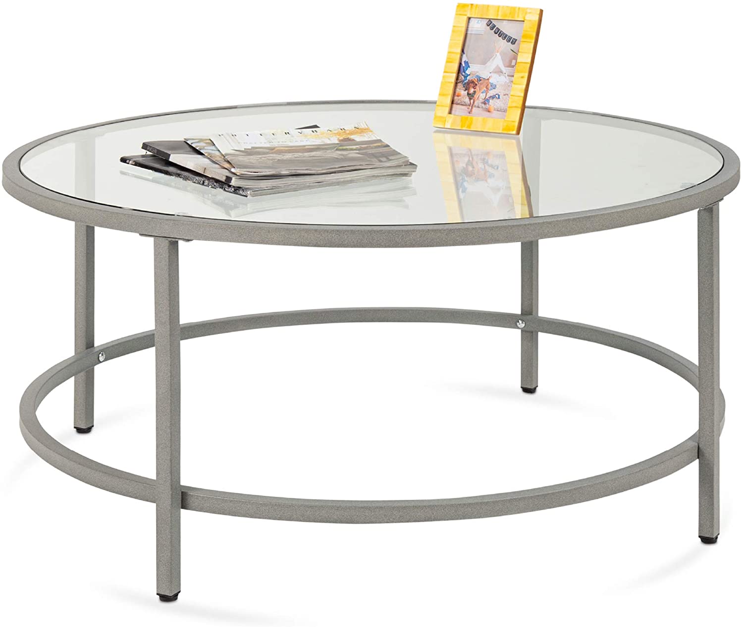 Sodoben dizajn, moderna okrogla stranska klubska mizica iz kaljenega stekla za dnevno sobo