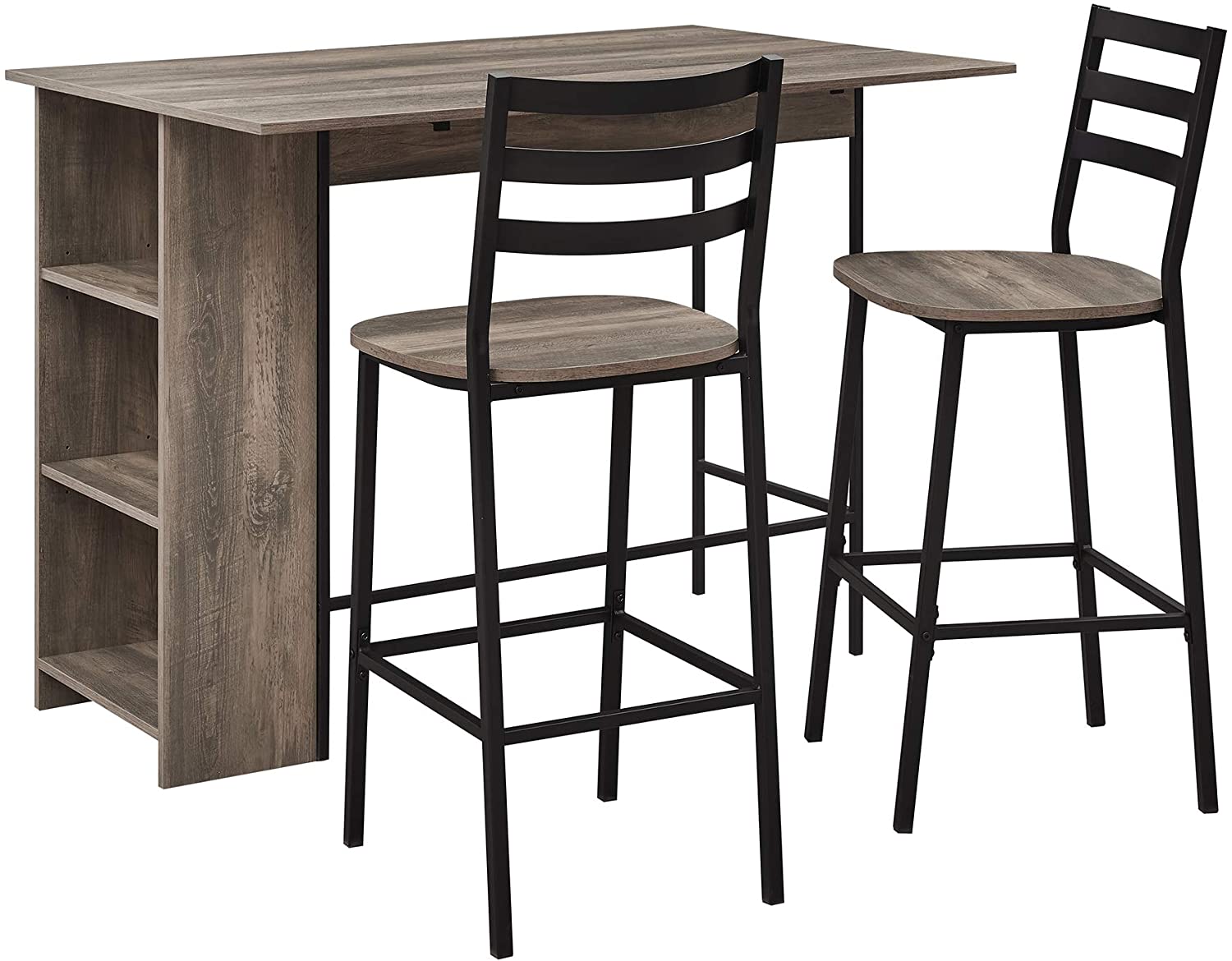 Industrial Height Bar 3-piece Table chair set for small space With at storage