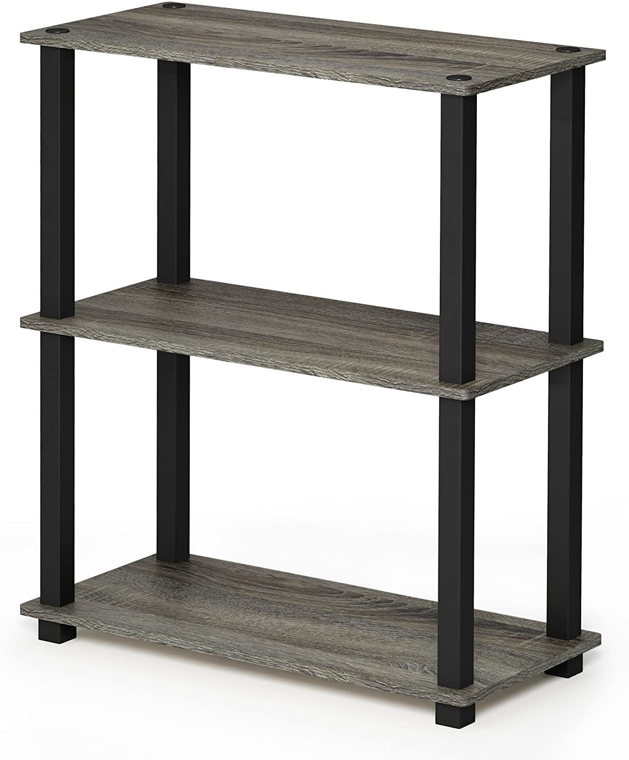 3-tier Book Shelve Bookcases Compact Multipurpose Shelf Display Rack Square French Oak Grey/black Bookcase