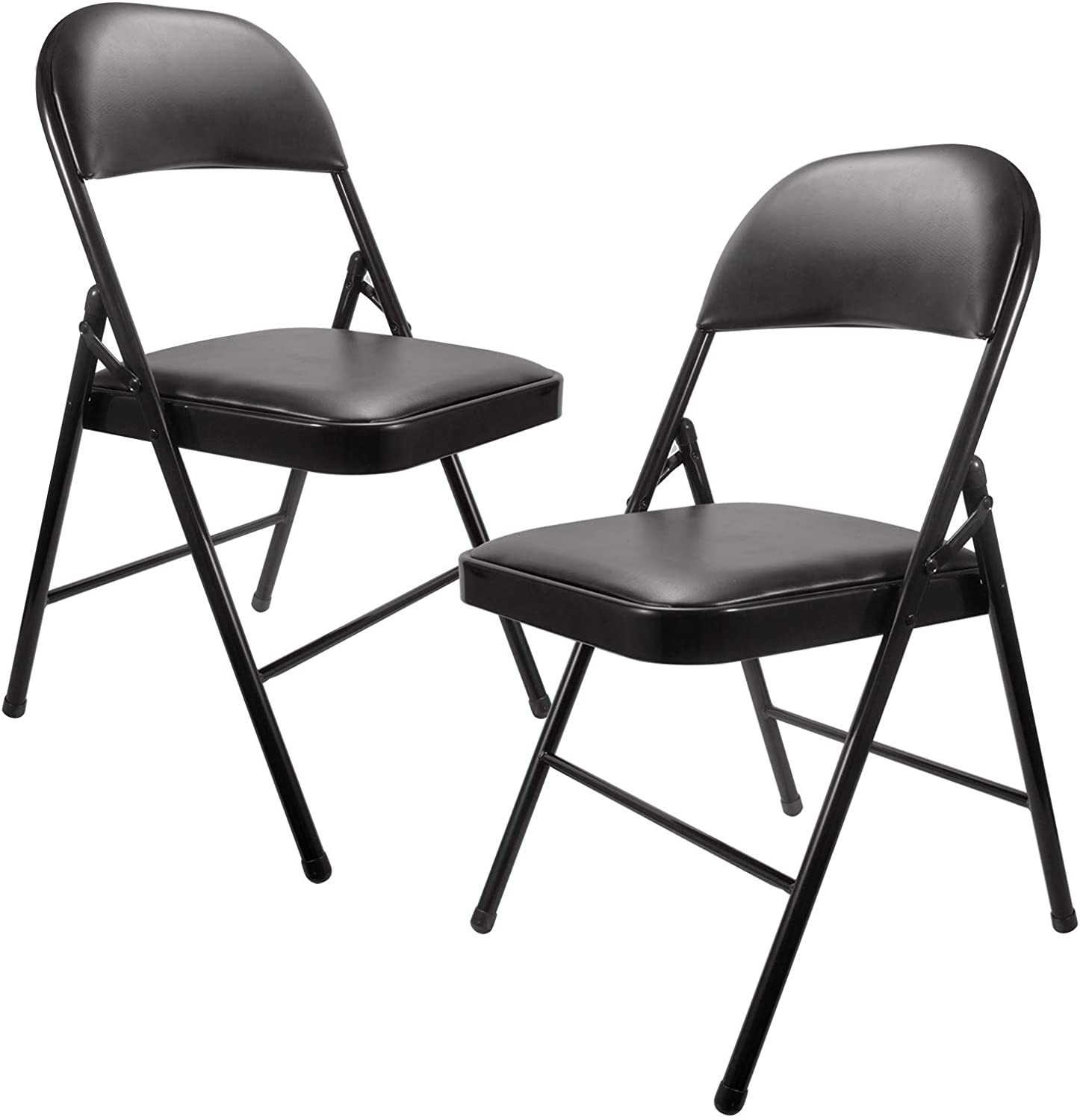 Wysokiej jakości składane krzesło meblowe z metalową ramą. Czarne składane krzesła z wyściełanymi siedzeniami